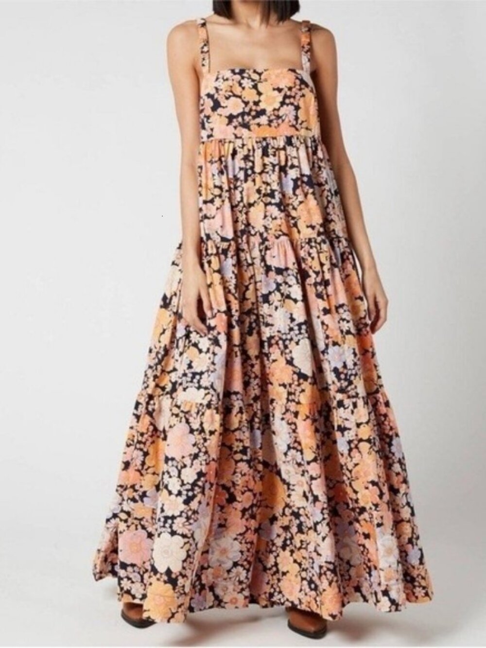 Free People Park Slope Maxi Dress Dark Combo Boho